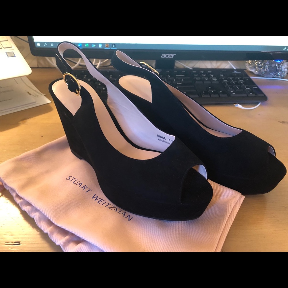 Stuart Weitzman Rinna suede wedge sandals